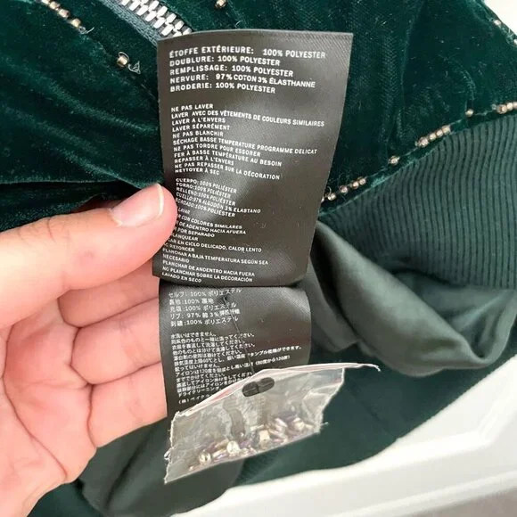 Kith Beaded Velvet Clay Bomber Jacket Stadium Green Size S - Picture 6 of 10